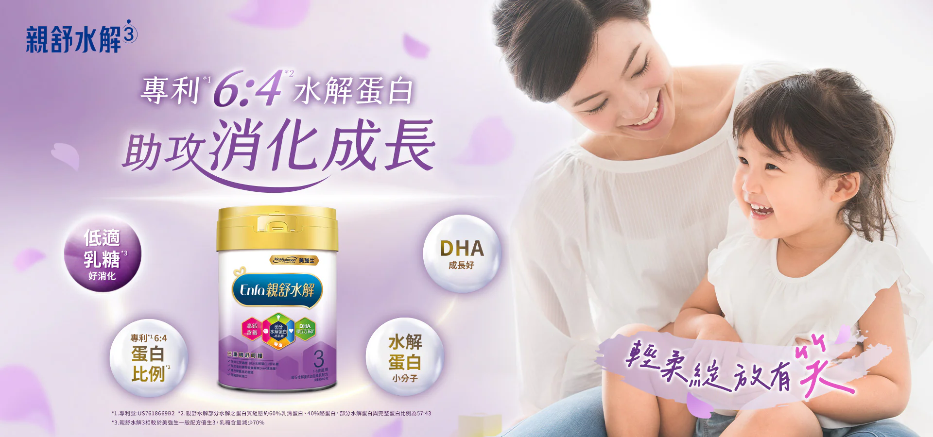 親舒水解3 專利6:4水解蛋白 助攻消化成長